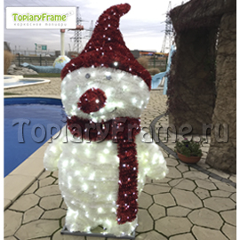 Световая фигура «Снеговик», декор из мишуры, светодиоды уличные IP65. Высота 220 см